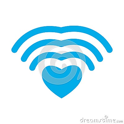 Wi-fi love. WiFi heart. Wireless communication for lovers. roman Vector Illustration