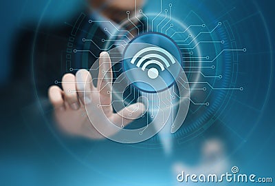 Wi Fi wireless concept. Free WiFi network signal technology internet concept Stock Photo