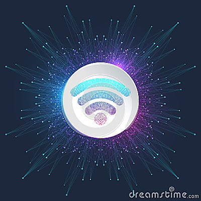 Wi-Fi wireless connection concept. Wireless Wi-Fi icon sign for remote internet access. Wi-Fi wireless network signal Vector Illustration