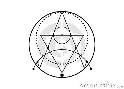 Sigil of Protection. Magical Amulets. Can be used as tattoo, logos and prints. Wiccan occult symbol, sacred geometry, isolated Vector Illustration