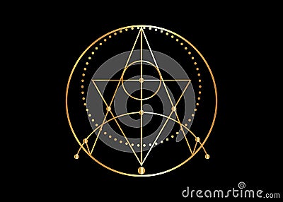 Golden Sigil of Protection. Magical Amulets. Can be used as tattoo, gold logos sign and prints. Wiccan occult symbol, sacred sign Vector Illustration