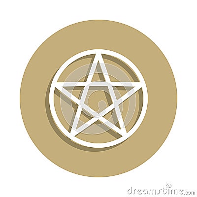 Wicca Pentagram sign icon in badge style. One of religion symbol collection icon can be used for UI, UX Stock Photo
