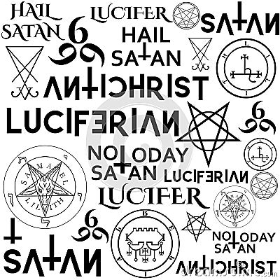 Wiccan symbols and sigils background Vector Illustration