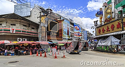 Wichayanon and Chang Moi Road in Chiang Mai Editorial Stock Photo