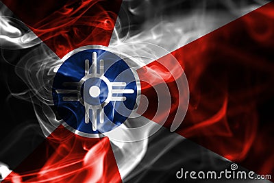 Wichita city smoke flag, Kansas State, United States Of America Stock Photo