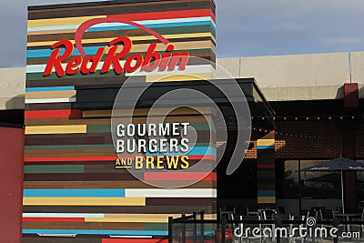 Wichita Falls, Texas - February 8, 2019: Red Robin Restaurant located in the Sikes Senter Mall Editorial Stock Photo