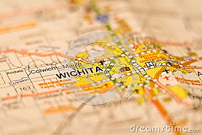 Wichita kansas city area map Stock Photo