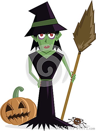 Wicked Witch halloween character Vector Illustration