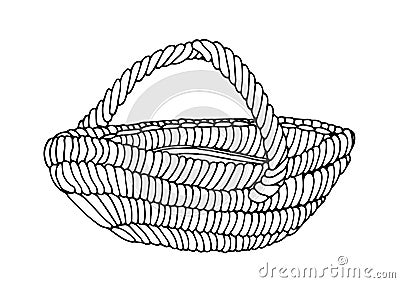 Wicker basket vector illustration on white background. Friendship. Childhood. Vector Illustration