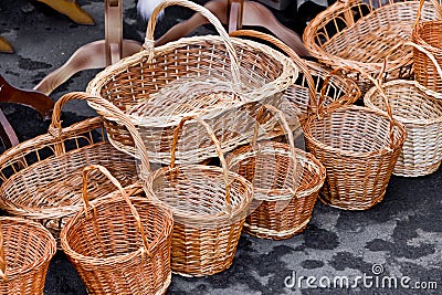 Wicker baskets Stock Photo