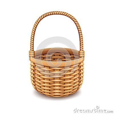 Wicker empty basket on white background Vector Illustration