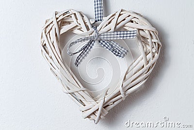 Wicker hearts with ribbon Stock Photo