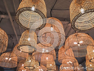 Wicker lamps Stock Photo