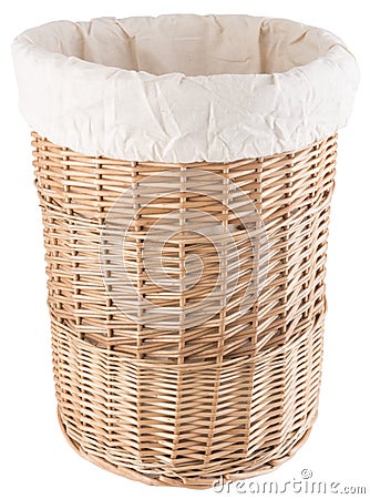 Wicker laundry basket Stock Photo