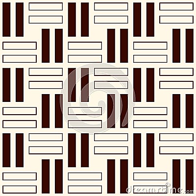 Wicker outline seamless pattern. Basket weave motif. Simple geometric abstract background with overlapping stripes. Vector Illustration