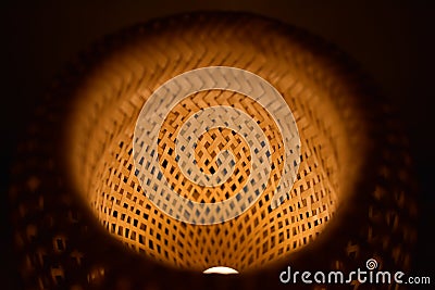 Wicker pattern lampshade lamp Stock Photo