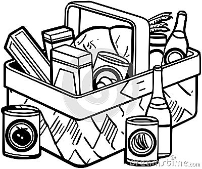 Wicker Picnic Basket Vector Illustration