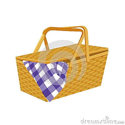 Wicker picnic basket Vector Illustration