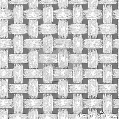 Wicker Seamless Background, Wooden Basket Textured Vector Illustration