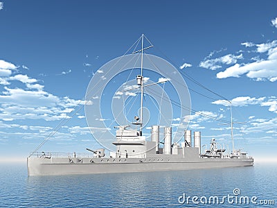 Wickes-Class Destroyer Cartoon Illustration