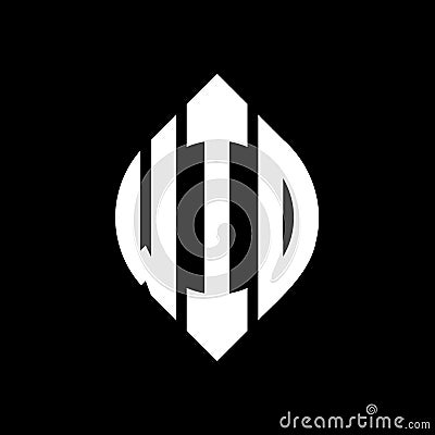 WID circle letter logo design with circle and ellipse shape. WID ellipse letters with typographic style. The three initials form a Vector Illustration