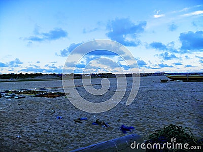 The wide angle of beach sand Stock Photo