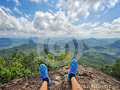 A wide-angle from the breathtaking Khao Ngon Nak viewpoint in Krabi, Thailand Stock Photo