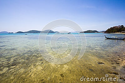 Expansive view of a shallow reef at a tropical island Editorial Stock Photo