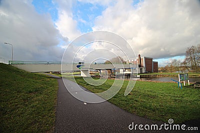 Wide angle overview of the Abraham Kroes Gemaal, a water pumping station with double function Editorial Stock Photo