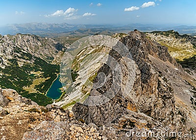 Wide Angle View of High Mountain Lakes Stock Photo