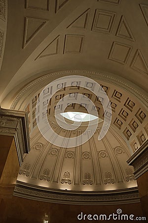 the ceiling of a large building with a skylight above Editorial Stock Photo