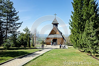 Wide angle shot of Kaplica pw. Matki Bozej Rozancowej na Gubalowce (Chapel of Our Lady of the Rosary) chapel Editorial Stock Photo