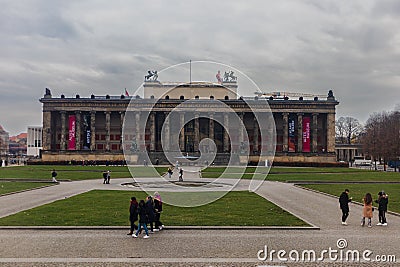 Wide angle shot of the Old Museum at the Lustgarten in Berlin. Editorial Stock Photo