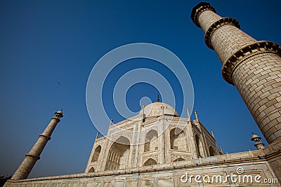 Wide angle of Taj Mahal Agra in India Editorial Stock Photo