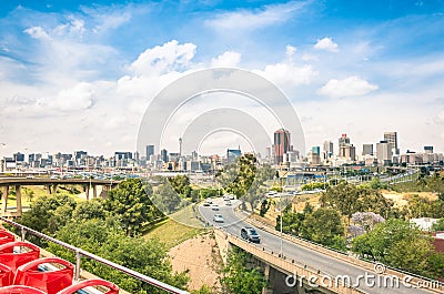 Wide angle view of Johannesburg skyline from the highways Stock Photo