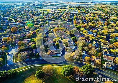 Wide angle View over Vast Suburbs of Round Rock Texas Stock Photo