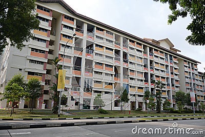 A wide angle view photo of a residential apartment block in Singapore Stock Photo