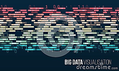 Wide Big data visualization. Information analytics concept. Sorting data. Vector technology background. Abstract stream Vector Illustration