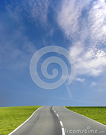 Wide blue sky road Stock Photo