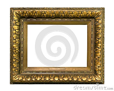 Wide bronze wooden picture frame cutout Stock Photo