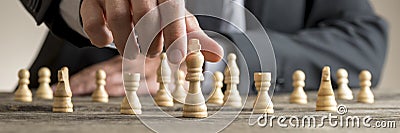 Wide cropped image of a businessman playing chess Stock Photo