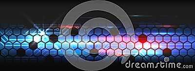 Wide Cyber security internet and networking concept. Abstract global sci fi concept. Digital internet communication on blue Vector Illustration