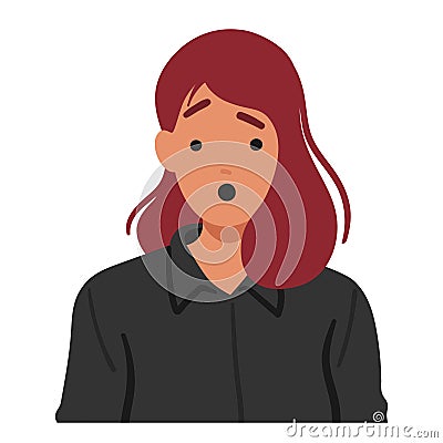 Wide-eyed And Mouth Agape, Woman Face Reflects Sheer Surprise, Eyebrows Arched In Amazement, Vector Illustration Vector Illustration