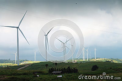 Wide field and wind turbine for electric Stock Photo