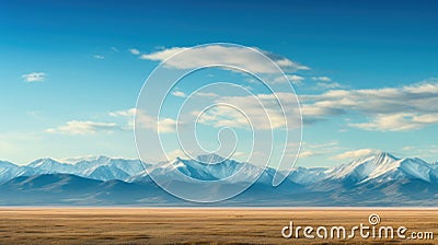 a wide flat field with mountains in the background Stock Photo
