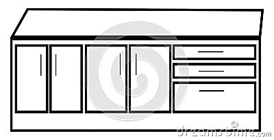 Wide kitchen cupboard, icon icon Vector Illustration