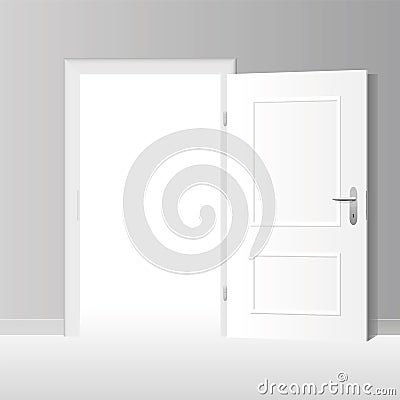 Wide Open White Door Vector Illustration