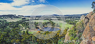 Wide panorama of Australian countryside. Stock Photo