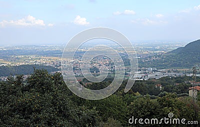 wide panorama of Padan Plain in Italy Stock Photo