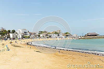 Wide panoramic coastal view of Broadstairs beach in Kent, England Editorial Stock Photo